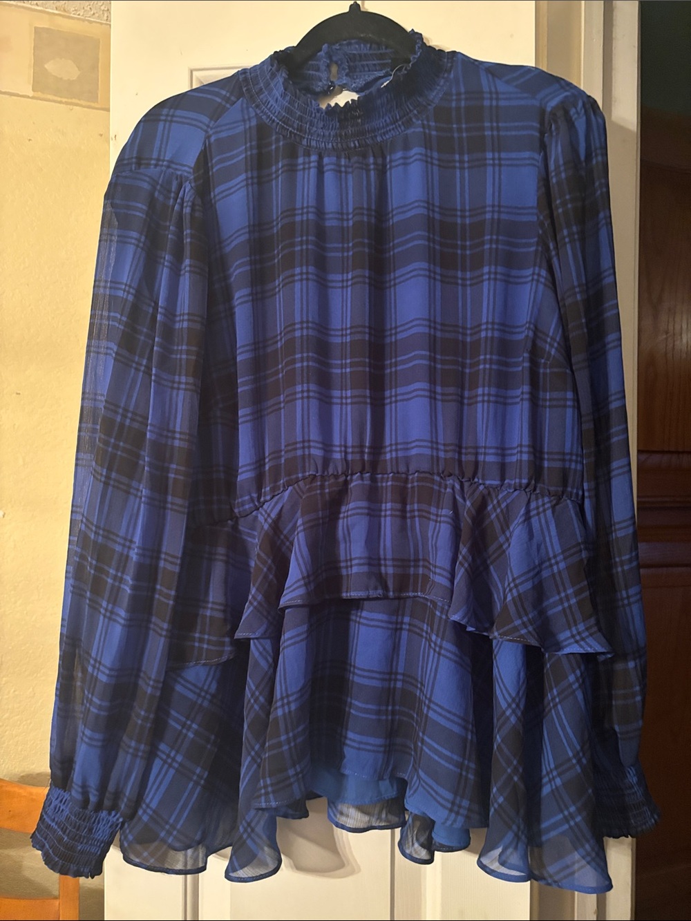 torrid Blue and Black Plaid Peplum Tunic